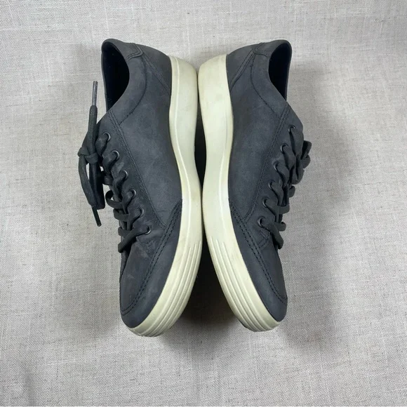Ecco Mens Soft 7 Titanium Gray Leather Casual Sneakers Comfort Shoes - Picture 8 of 10